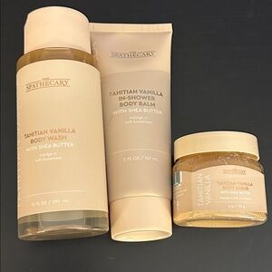 The Spathecary Tahitian Set Vanilla In-Shower Body Balm Wash & Scrub RARE